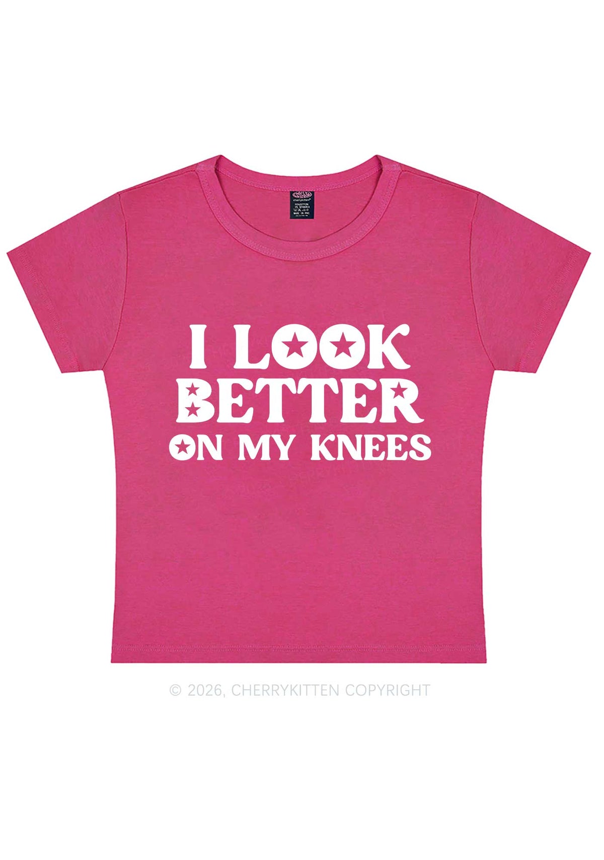 I Look Better On My Knees Y2K Baby Tee Cherrykitten