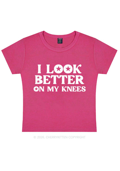 I Look Better On My Knees Y2K Baby Tee Cherrykitten