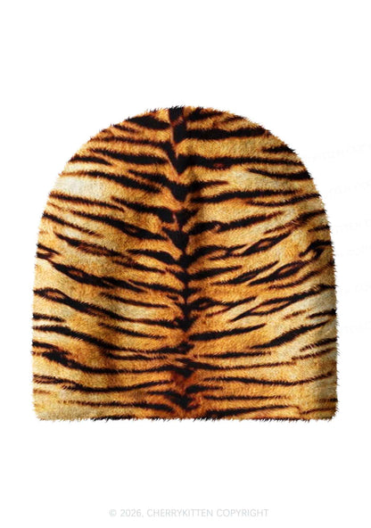 Tiger Stripes Y2K Print Knit Beanie Cherrykitten