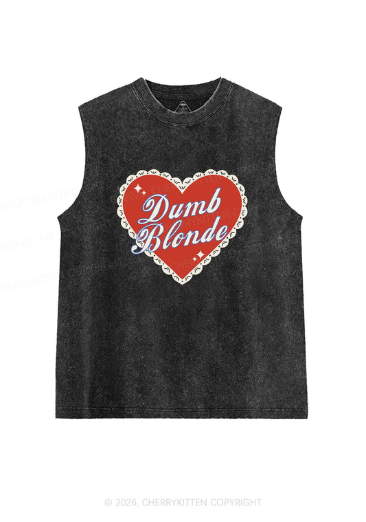 Dumb Blonde Valentine's Day Y2K Washed Muscle Tank Cherrykitten