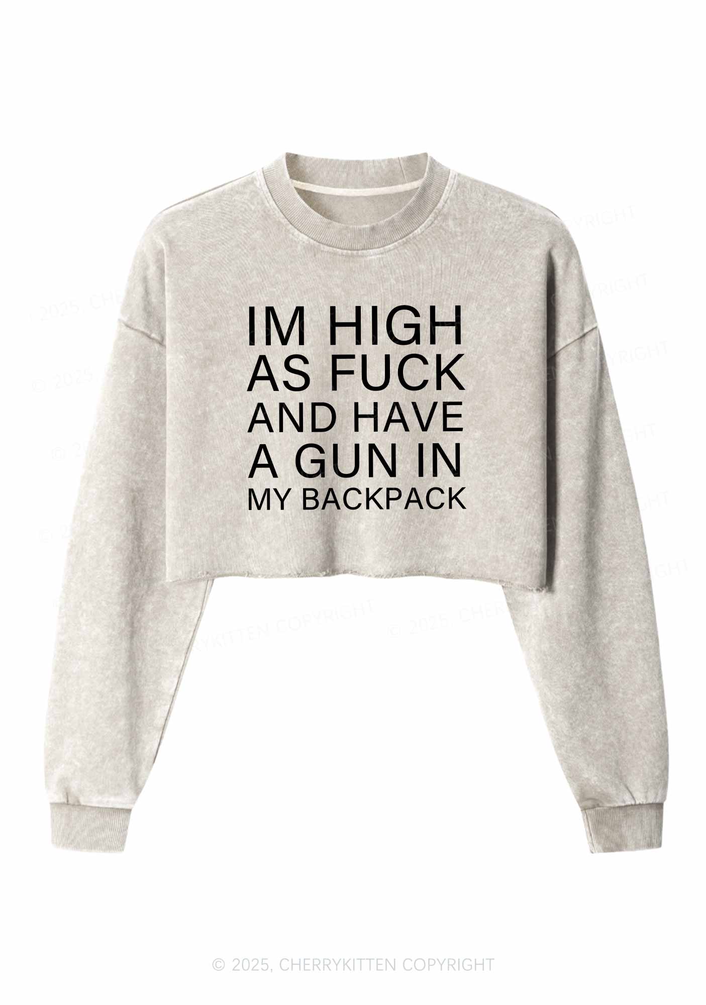 Im High Y2K Crop Washed Sweatshirts Cherrykitten