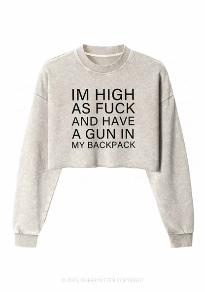 Im High Y2K Crop Washed Sweatshirts Cherrykitten