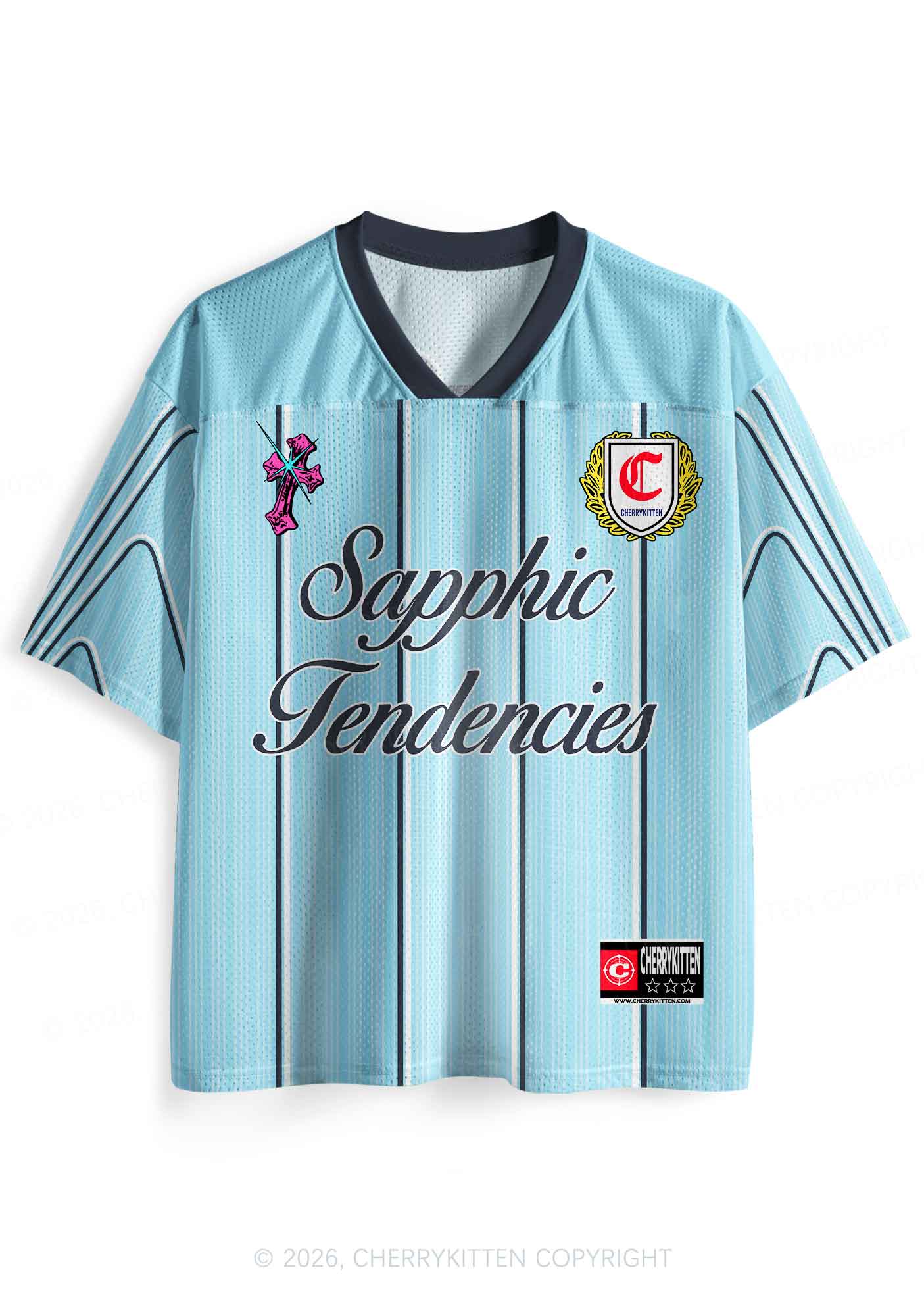 Light Blue Sapphic Tendencies Pride Y2K Sport Jersey Shirts Cherrykitten