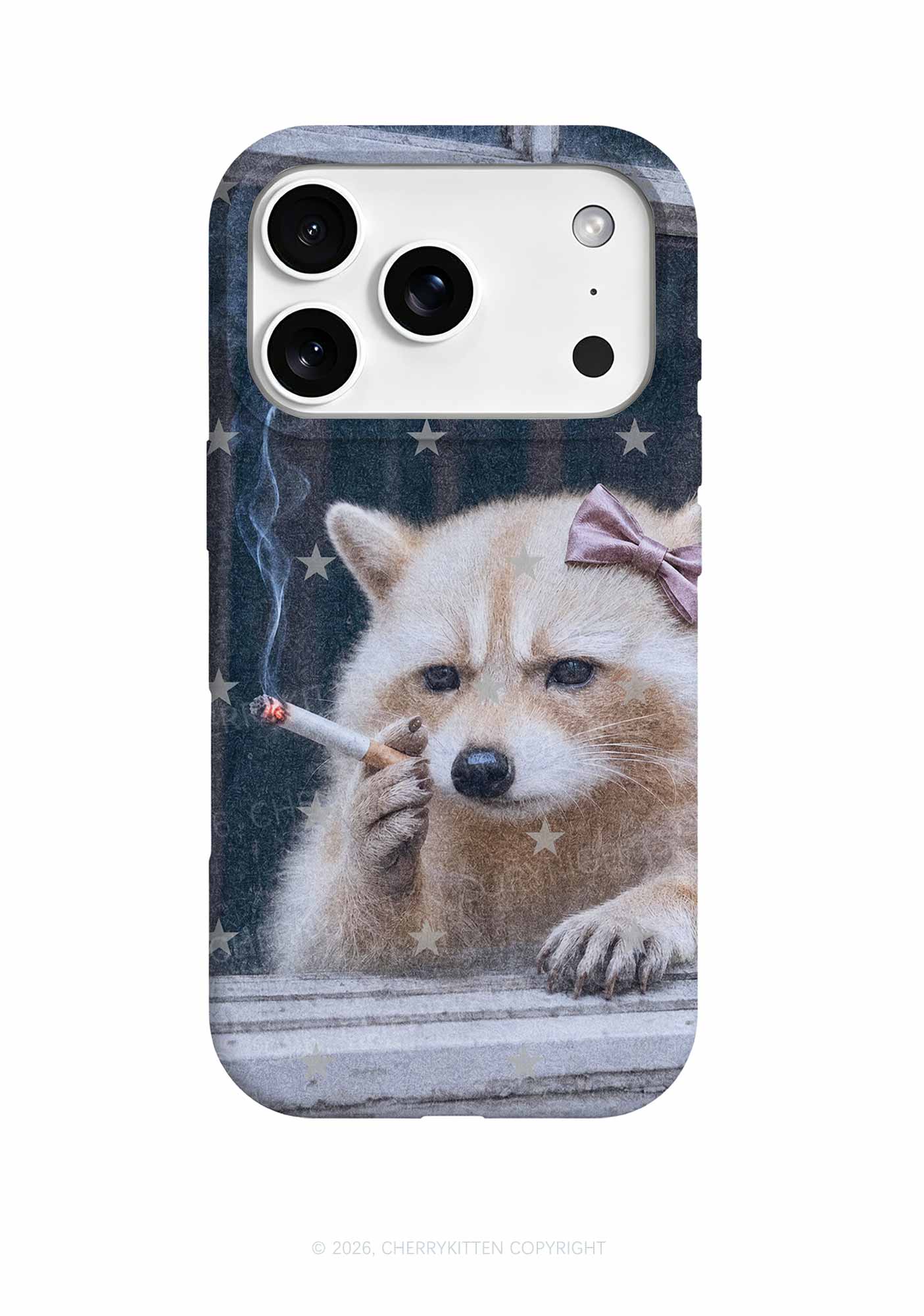 Pink Bow Smoking Raccoon Y2K Phone Case Cherrykitten