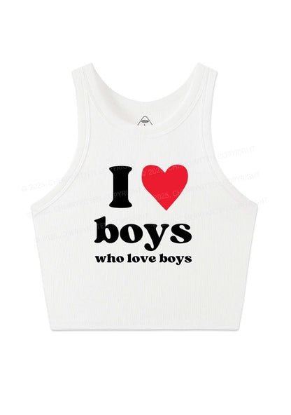 I Love Boys Pride Y2K Crop Tank Top Cherrykitten