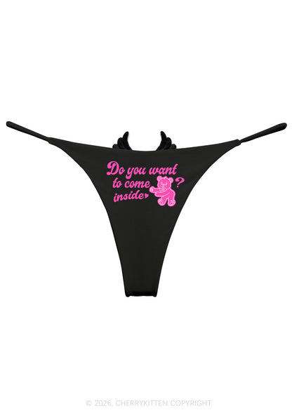 Do You Want To Come Inside Y2K Bikini String Thong With Black Wings Cherrykitten