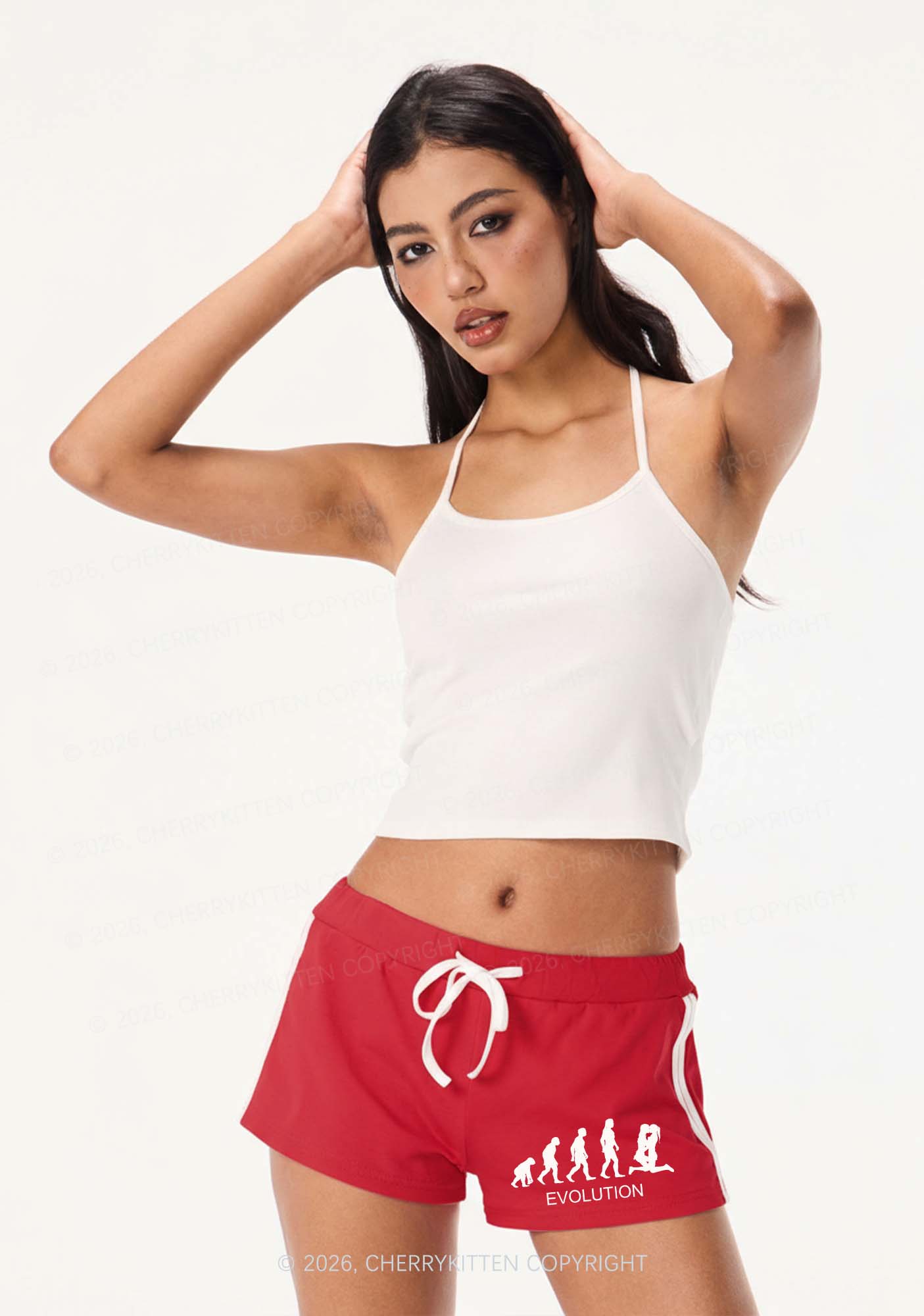 Lesbian Evolution Pride Y2K Drawstring Mini Shorts Cherrykitten