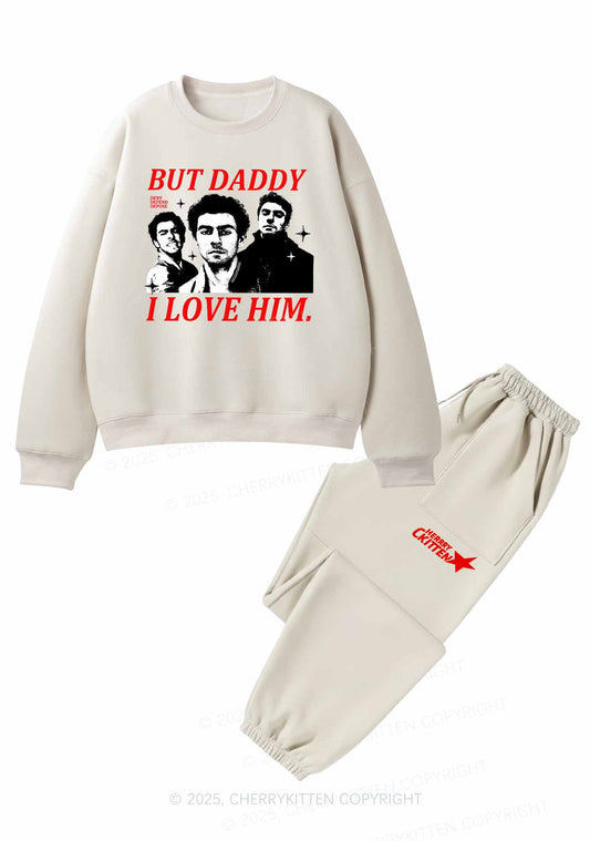 Daddy I Love Luigi Y2K Fleece Sweatshirts Set Cherrykitten