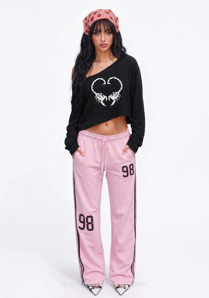 Skull Scorpion Heart Y2K Off Shoulder Long Sleeve Crop Top Cherrykitten