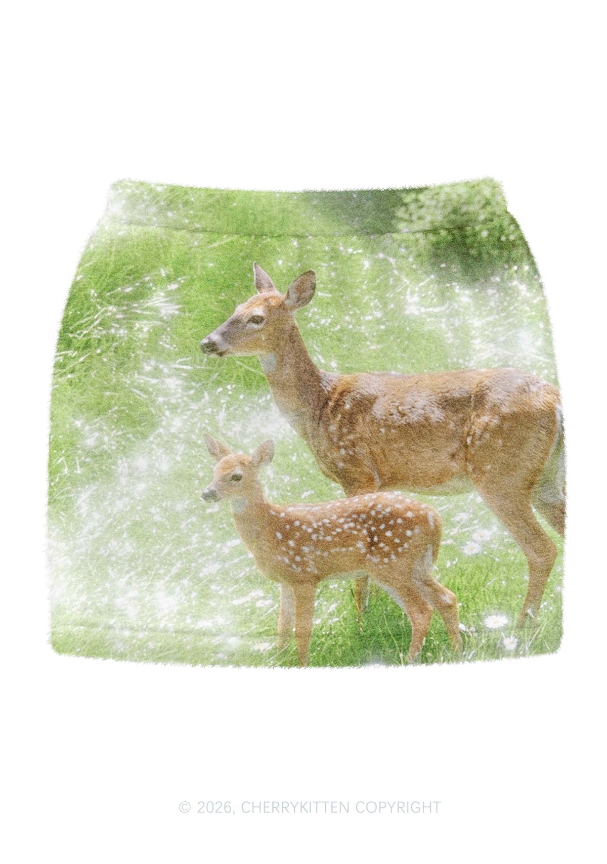 Forest Deer Family Y2K Knit Mini Skirt Cherrykitten