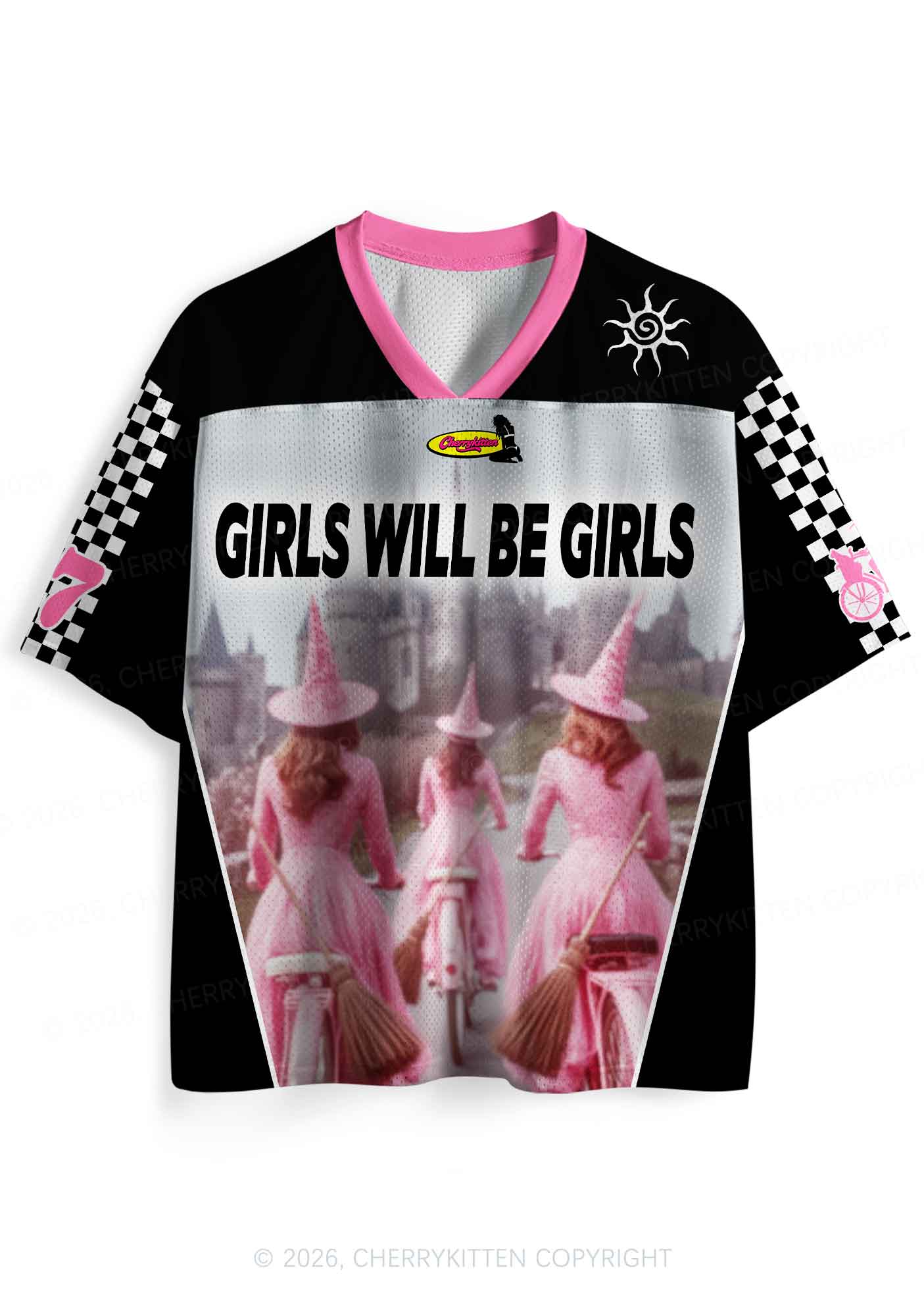 Halloween Girls Will Be Girls Pink Witches Y2K Sport Jersey Shirts Cherrykitten