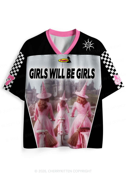 Halloween Girls Will Be Girls Pink Witches Y2K Sport Jersey Shirts Cherrykitten