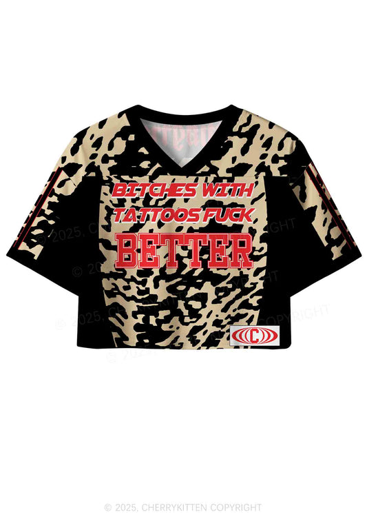 Custom Bxxches With Tattoos Fxxk Better Y2K Crop Sport Jersey Shirts Cherrykitten