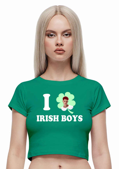 Custom I Love Shamrock Irish Boys St Patricks Y2K Baby Tee Cherrykitten
