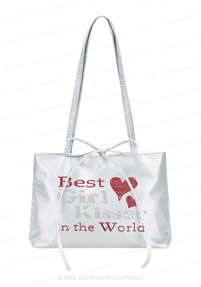 Rhinestone Best Girl Kisser Pride Y2K Satin Bags Cherrykitten
