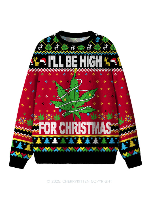 I Be High Y2K Christmas Knit Sweatshirt Cherrykitten