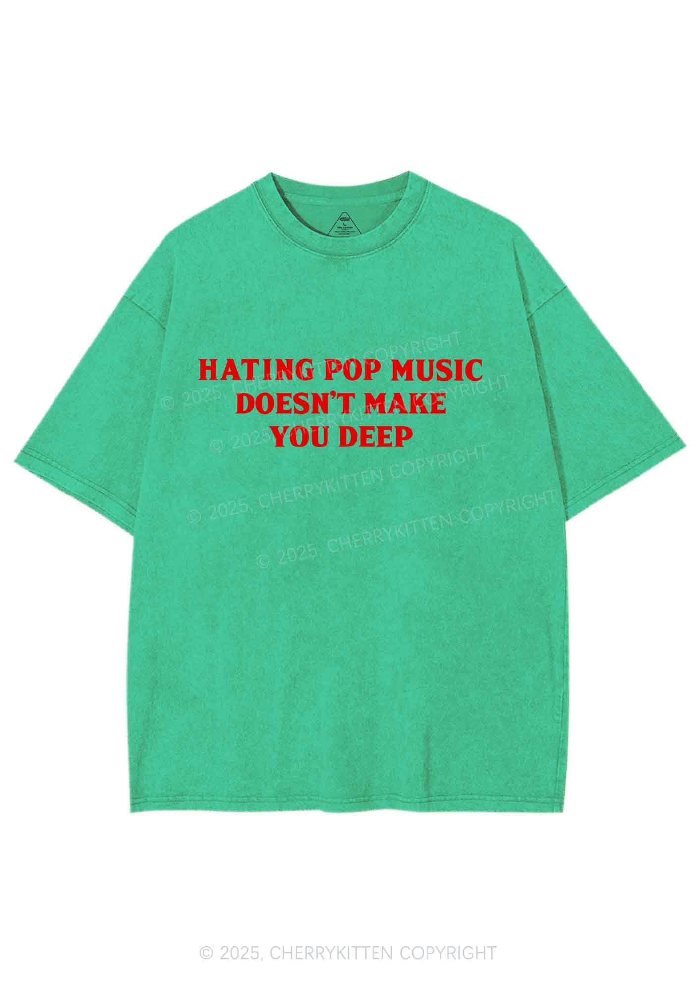Hating Pop Music Y2K Shirts Washed Tee Cherrykitten