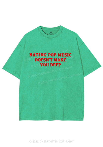 Hating Pop Music Y2K Shirts Washed Tee Cherrykitten