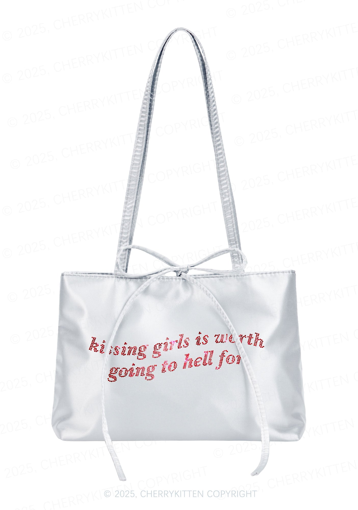Rhinestone Kissing Girls is Worth Pride Y2K Satin Bags Cherrykitten