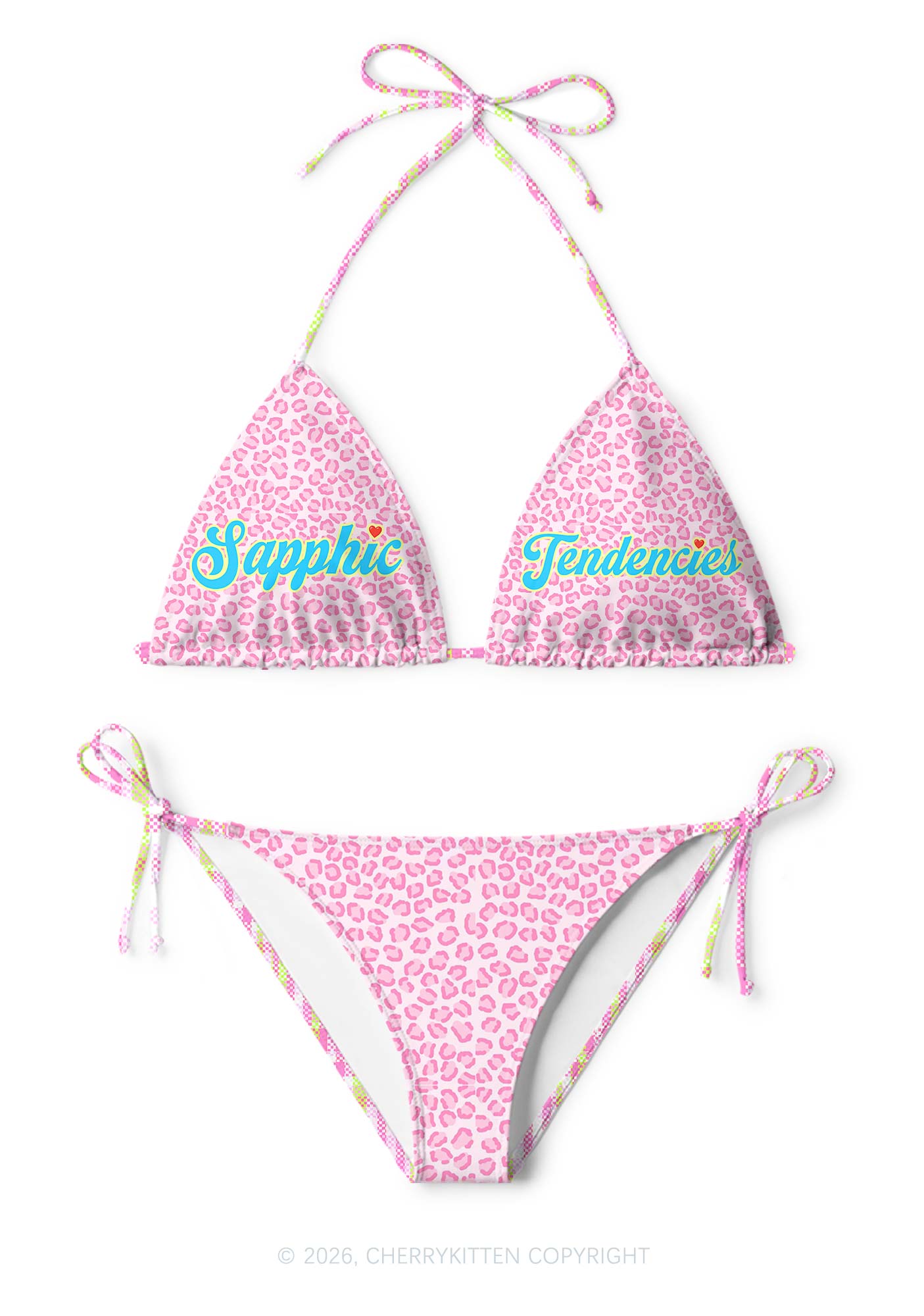 Sapphic Tendencies Pride Y2K Print Bikini Set Cherrykitten