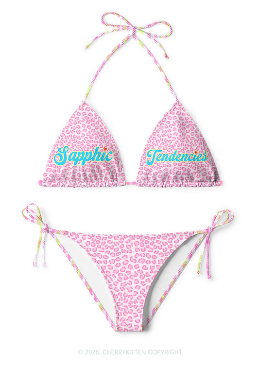 Sapphic Tendencies Pride Y2K Print Bikini Set Cherrykitten