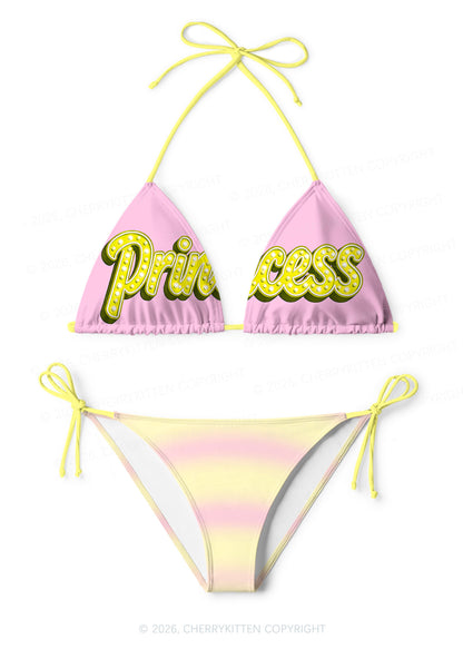 Pink Yellow Gradient Princess Y2K Print Bikini Set Cherrykitten