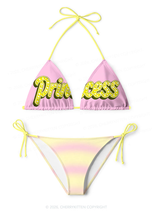 Pink Yellow Gradient Princess Y2K Print Bikini Set Cherrykitten