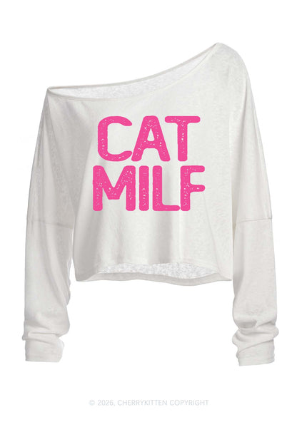 Cat Mxxf Y2K Off Shoulder Long Sleeve Crop Top Cherrykitten
