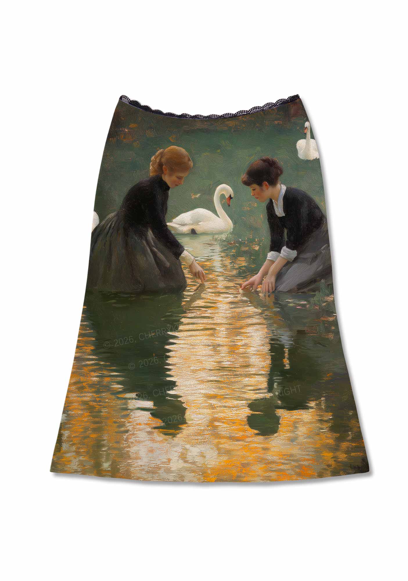 Swan Lake Girls Pride Y2K Print Midi Skirt Cherrykitten
