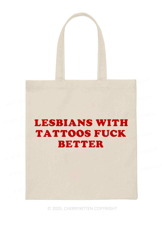 Lesbians With Tattoos Pride Y2K Canvas Tote Bag Cherrykitten