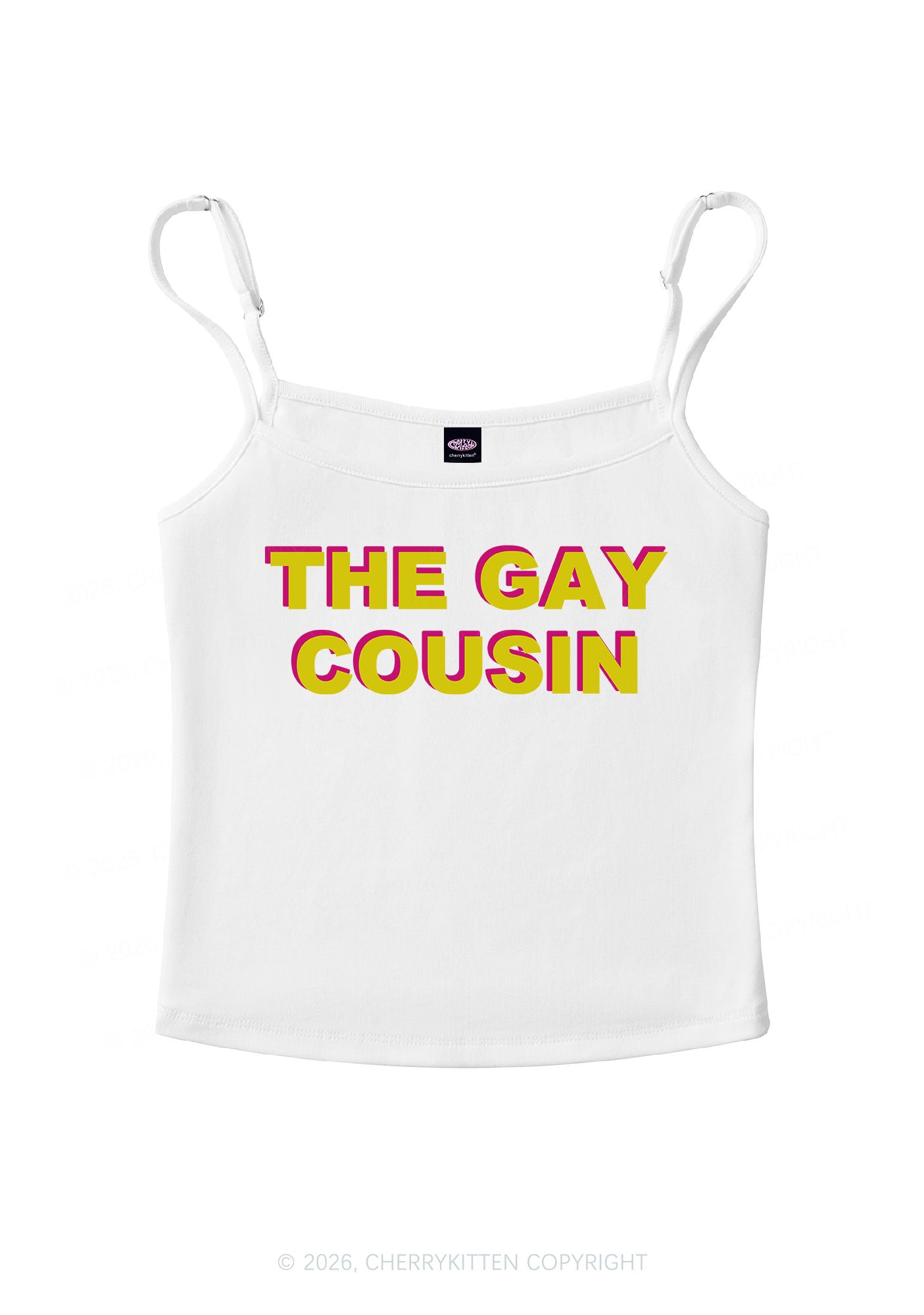 The Gay Cousin Pride Y2K Spaghetti Strap Cami Cherrykitten