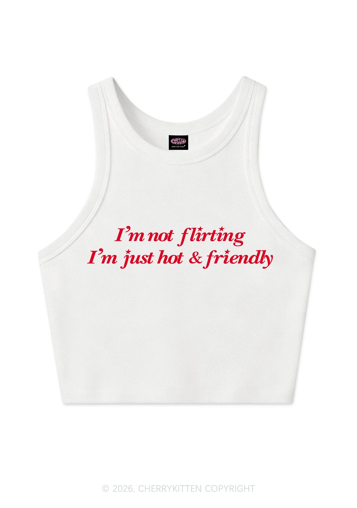 Just Hot And Friendly Y2K Crop Tank Top Cherrykitten