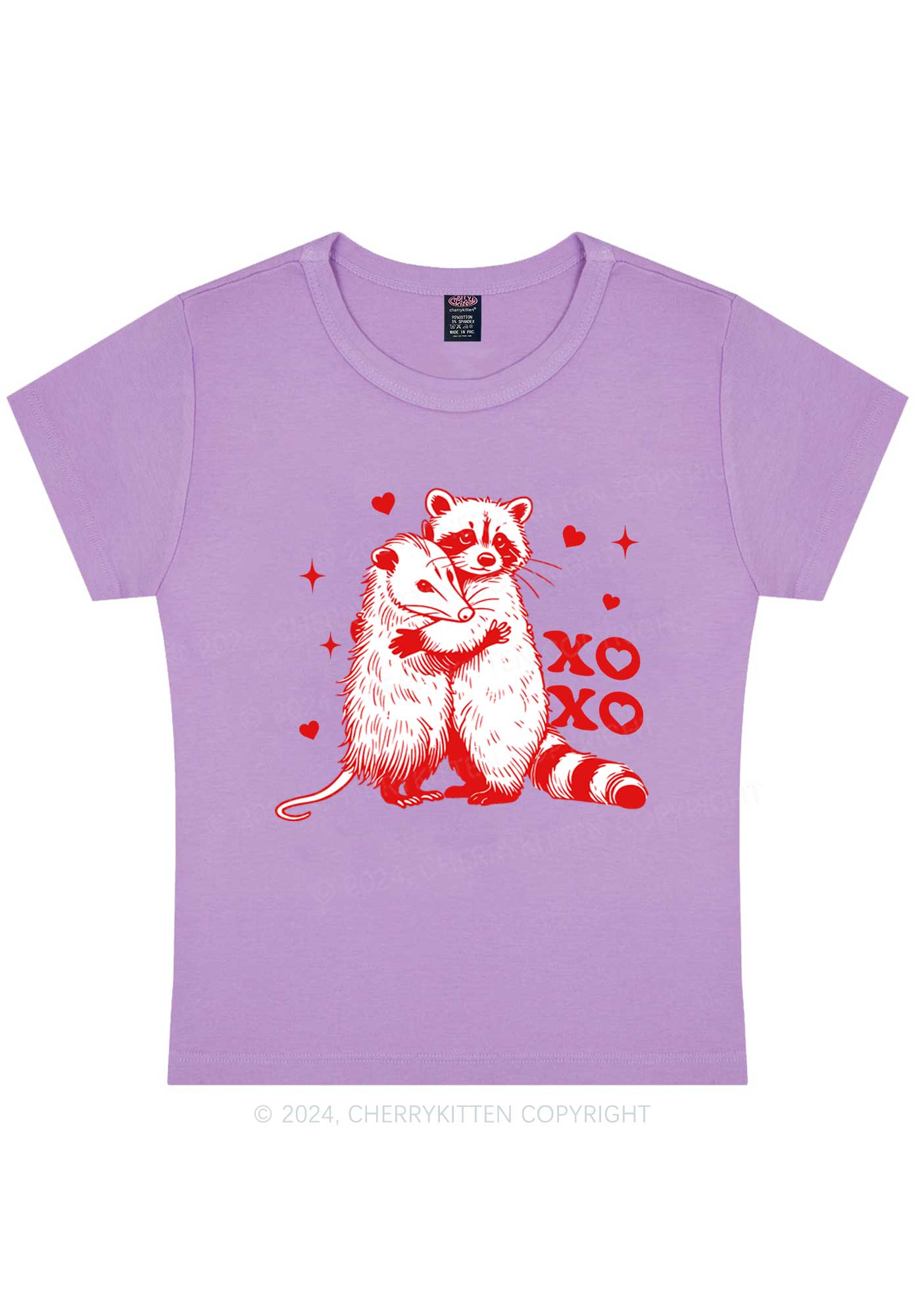 Raccoon XOXO Y2K Valentine's Day Baby Tee Cherrykitten