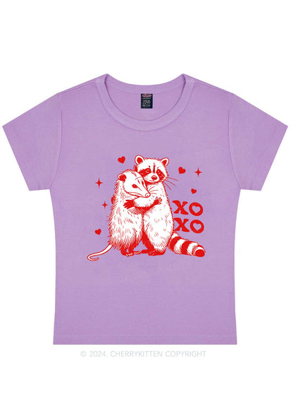 Raccoon XOXO Y2K Valentine's Day Baby Tee Cherrykitten
