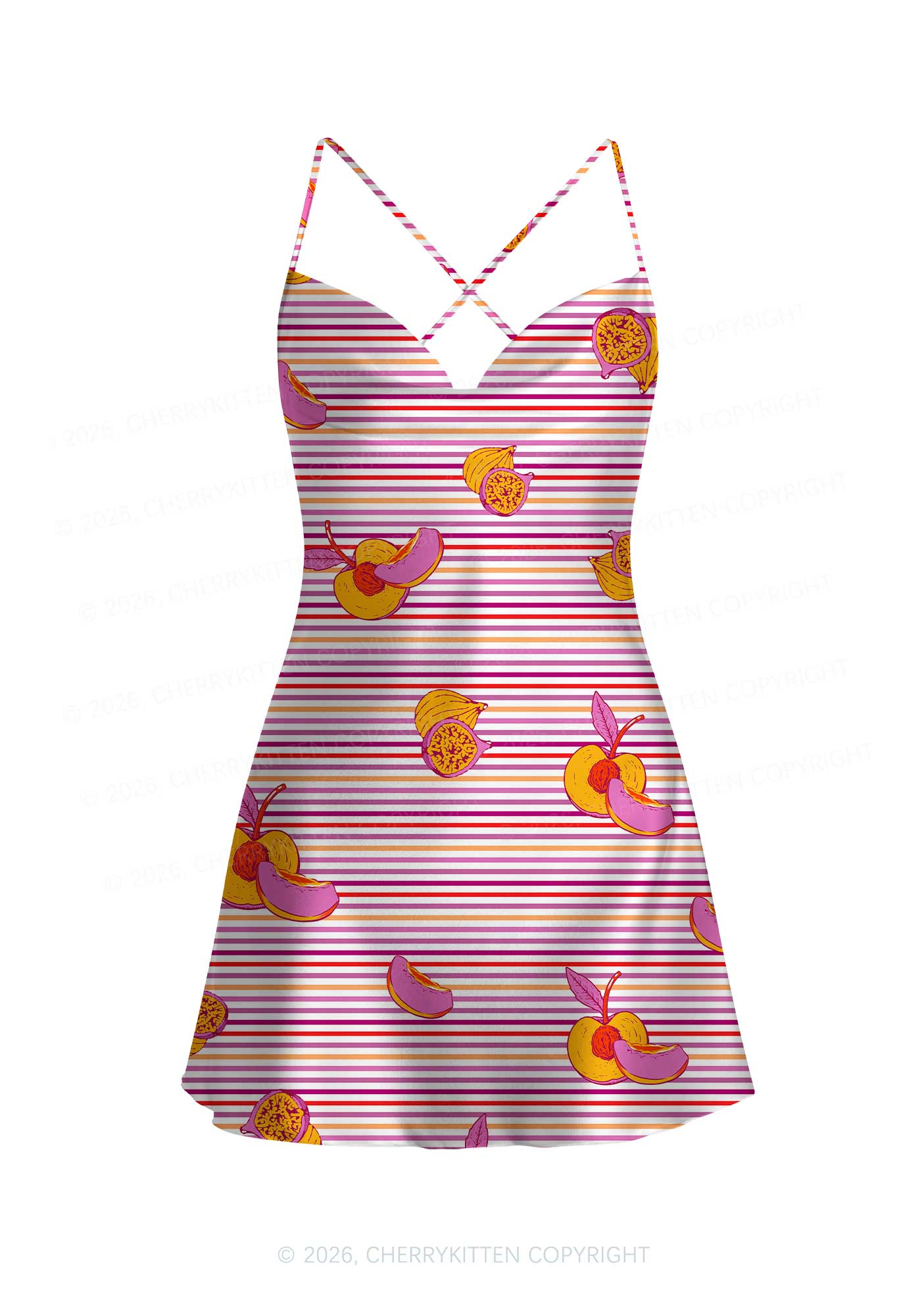 Peachy Lesbian Stripe Pride Y2K Print Satin Cowl Neck Slip Dress Cherrykitten