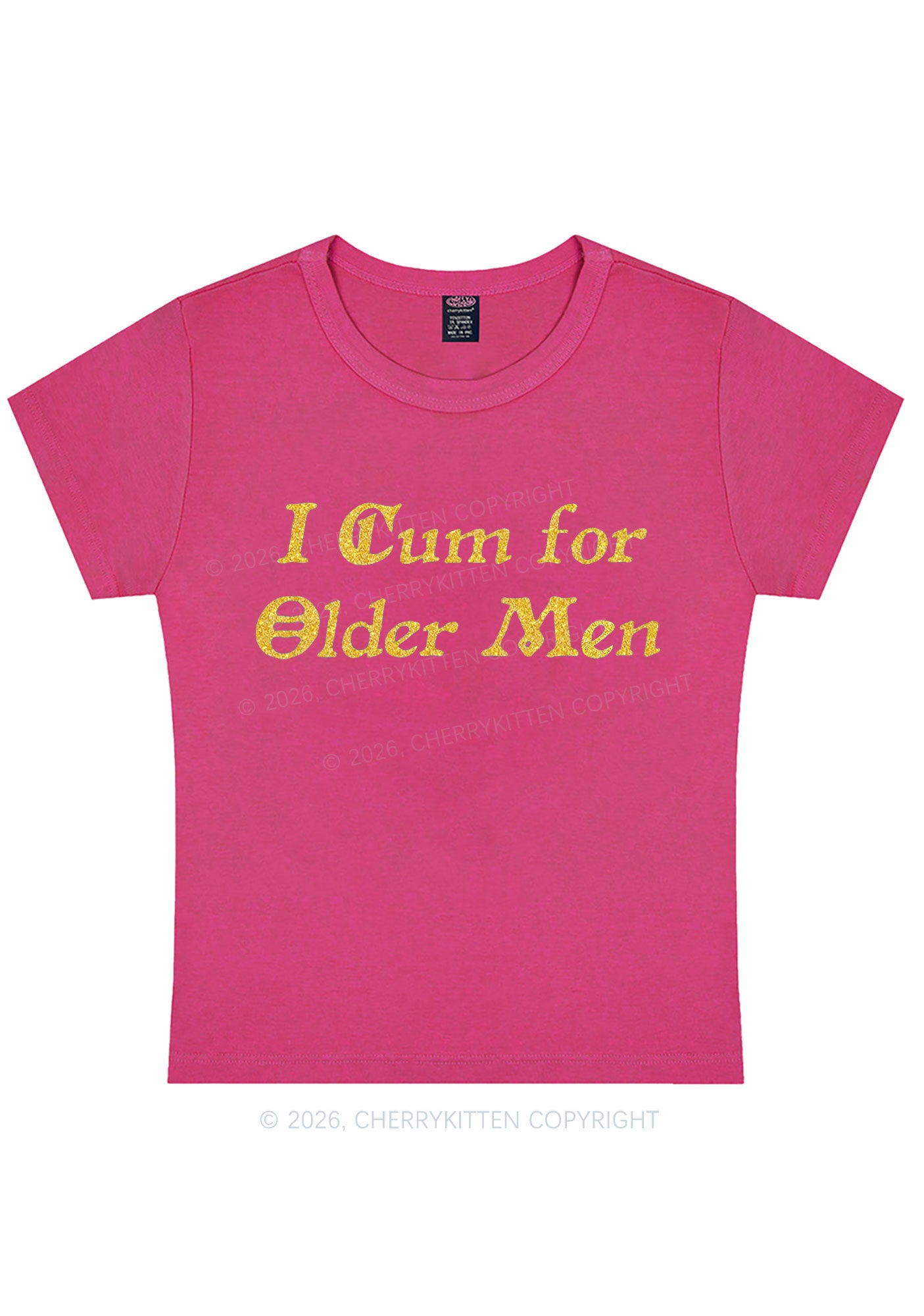 Glitter Come For Older Men Y2K Baby Tee Cherrykitten