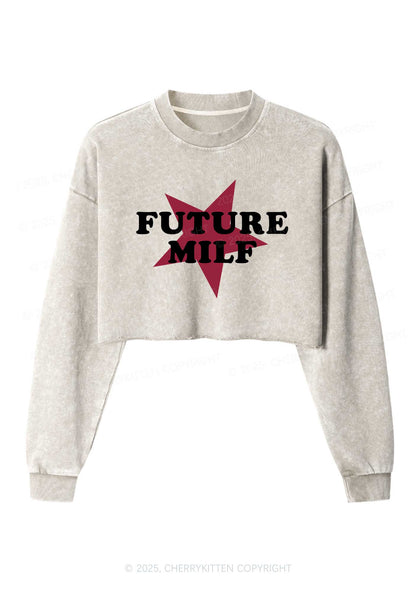 Future Mxxf Y2K Crop Washed Sweatshirts Cherrykitten