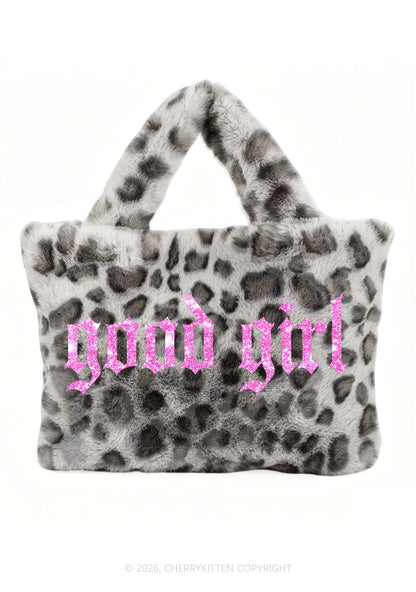 Glitter Good Girl Y2K Plush Leopard Handbag Cherrykitten