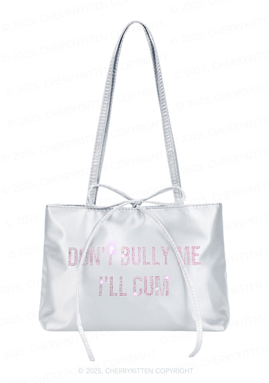 Rhinestone Dont Bully Me Y2K Satin Bags Cherrykitten