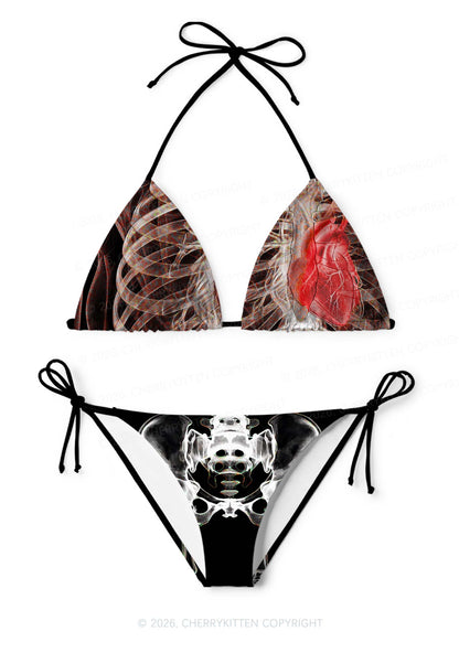 Halloween Anatomical Skeleton Y2K Print Bikini Set Cherrykitten