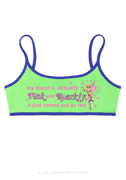 My Blood Is Pink And Sparkly Y2K Super Crop Cami Cherrykitten