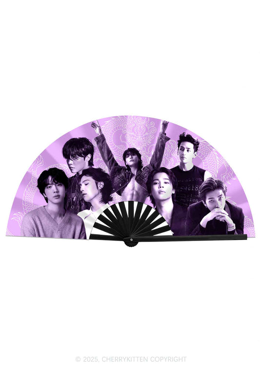 Purple Dragon Kpop Collage Y2K Rave Hand Fan Cherrykitten