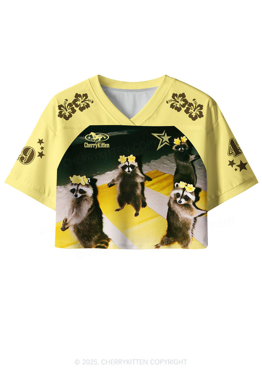 Custom Yoga Raccoon Y2K Crop Sport Jersey Shirts Cherrykitten