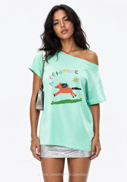 Orange Pony Y2K Off Shoulder Tee Cherrykitten