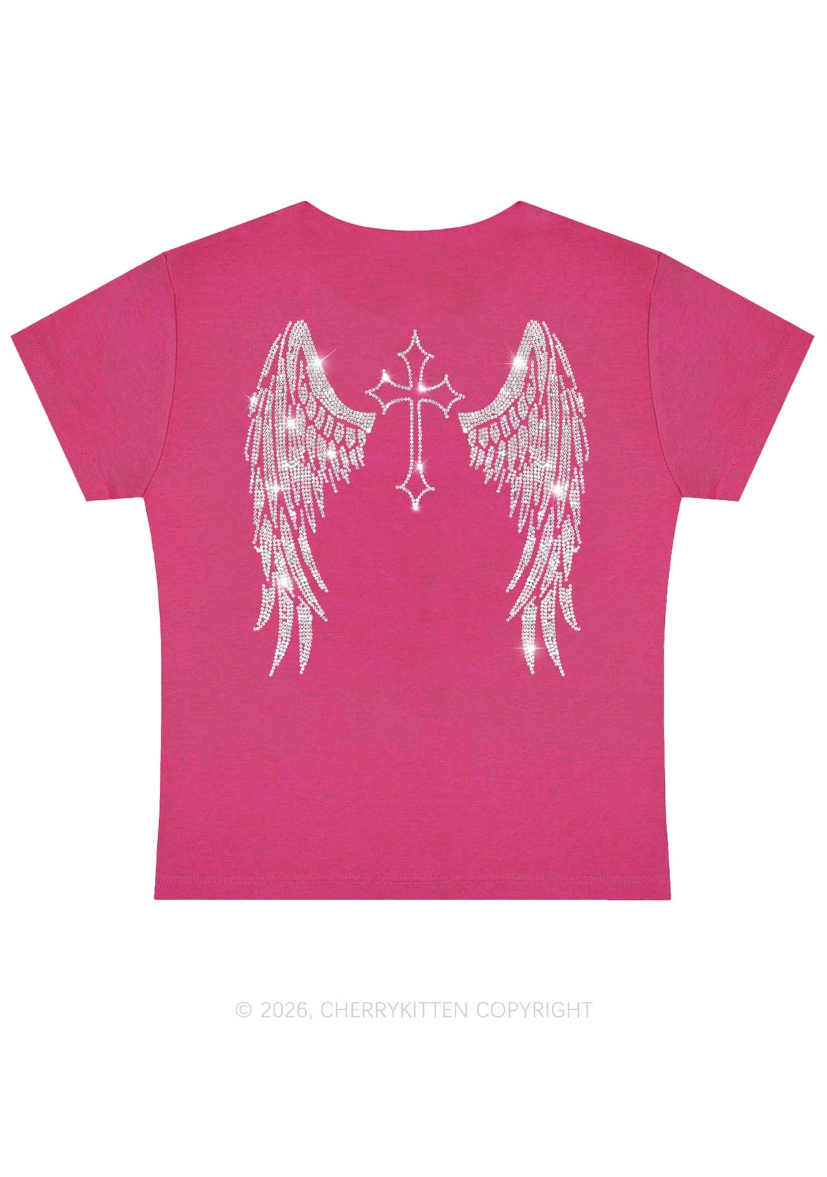 Rhinestone Halloween Angel Wings Y2K Baby Tee Cherrykitten