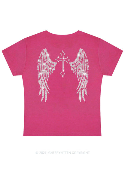 Rhinestone Halloween Angel Wings Y2K Baby Tee Cherrykitten