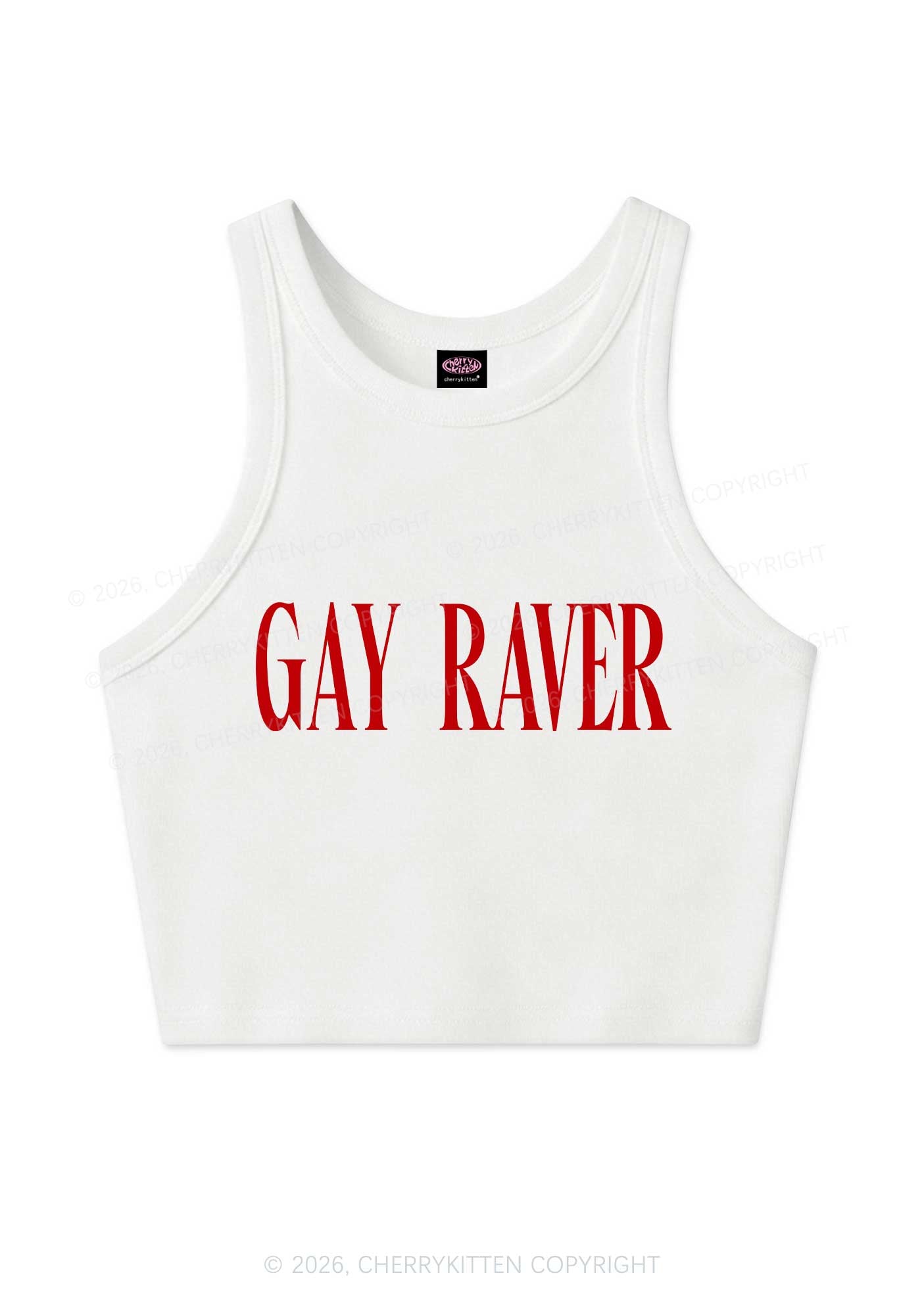 Gay Raver Pride Y2K Crop Tank Top Cherrykitten