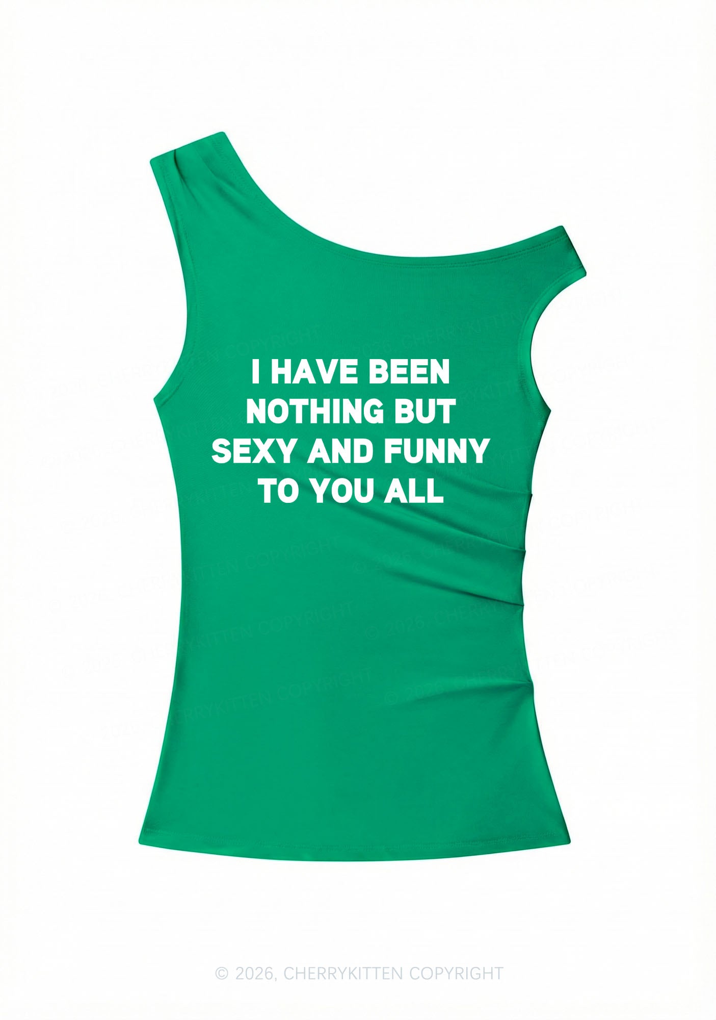 I Have Been Funny Y2K Off Shoulder Tank Top Cherrykitten