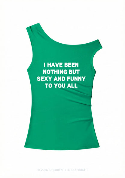 I Have Been Funny Y2K Off Shoulder Tank Top Cherrykitten