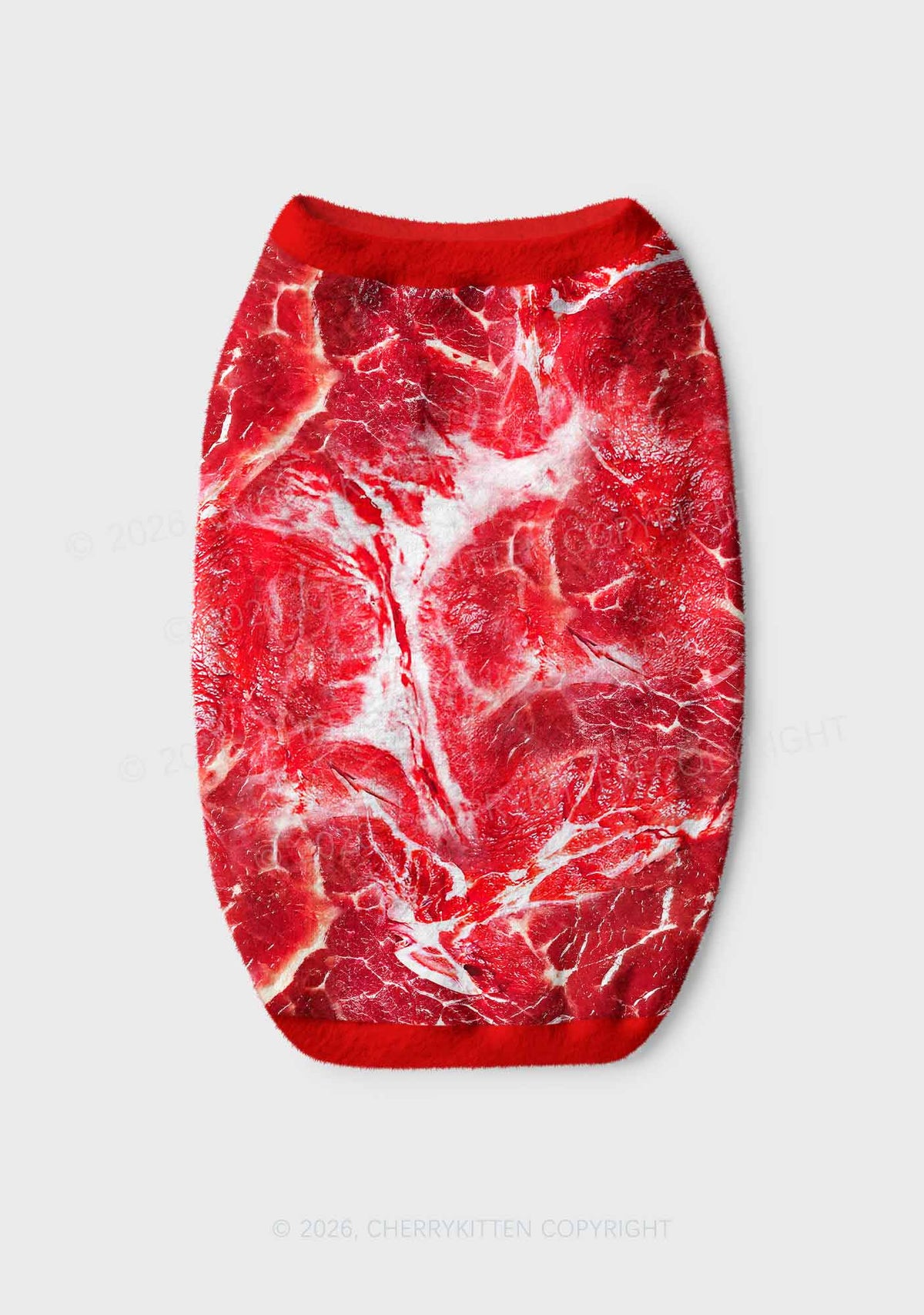 Beef Steak Texture Y2K Pet Knit Sweatshirt Cherrykitten